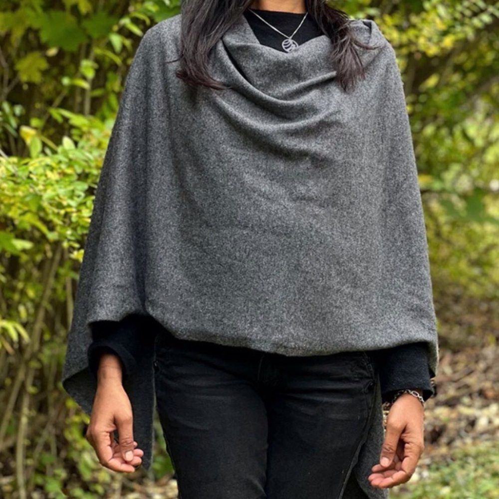 Elegant Gray Women's Poncho